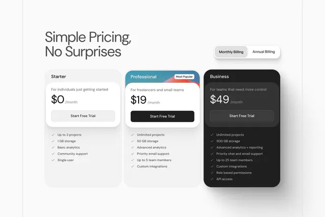 Pricing section design https://t.co/E6Nc5VOc4e