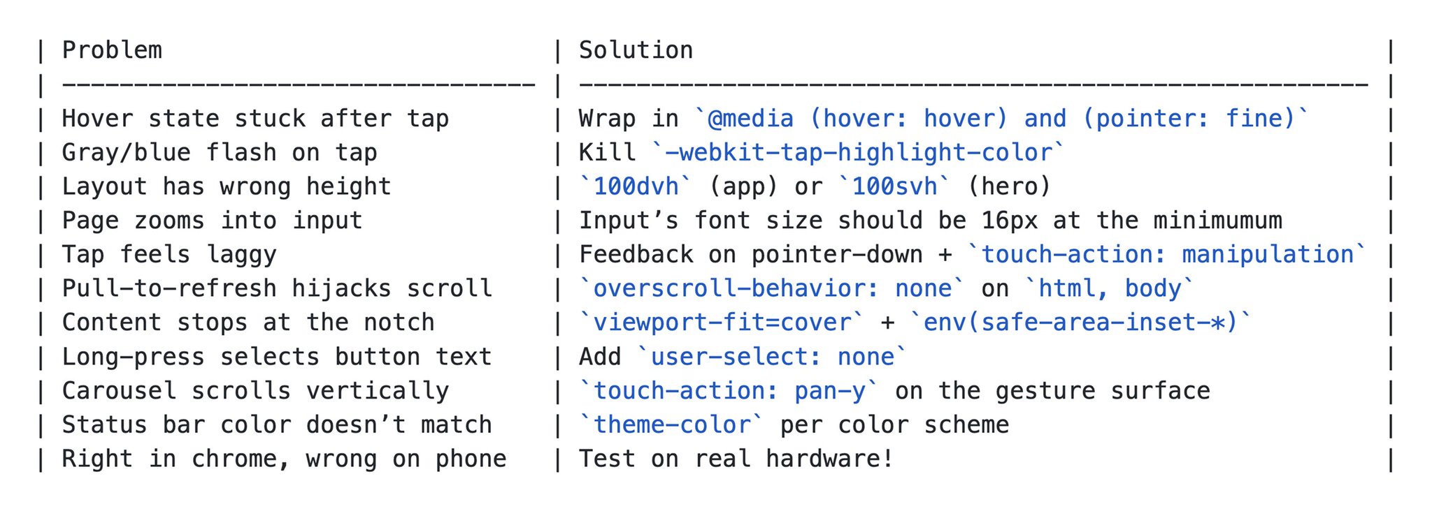 Few tricks to make your app feel more native on mobile