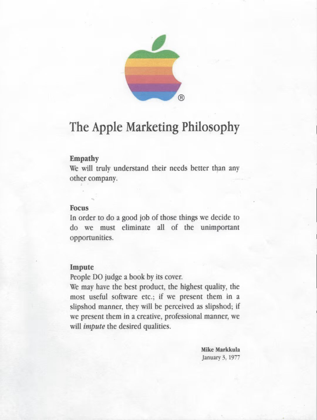 The Apple Marketing Philosophy, 1977